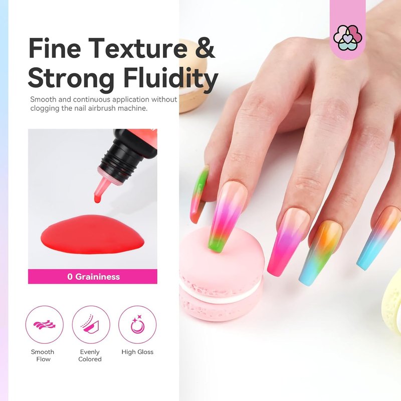 SAVILAND Airbrush Gel Nail Polish - Hema-Free 24 Colors | Non-Acetone for Gradient Nail Art