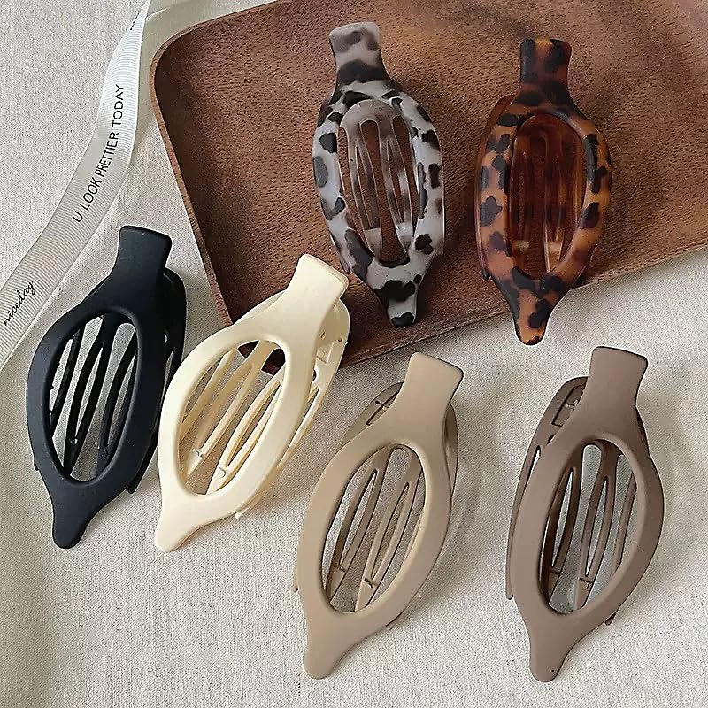 French Flat Hair Clips - 6 Pcs Set for Women | Strong Hold, Matte Neutral Colors, Large Curved Design for Thick & Thin Hair