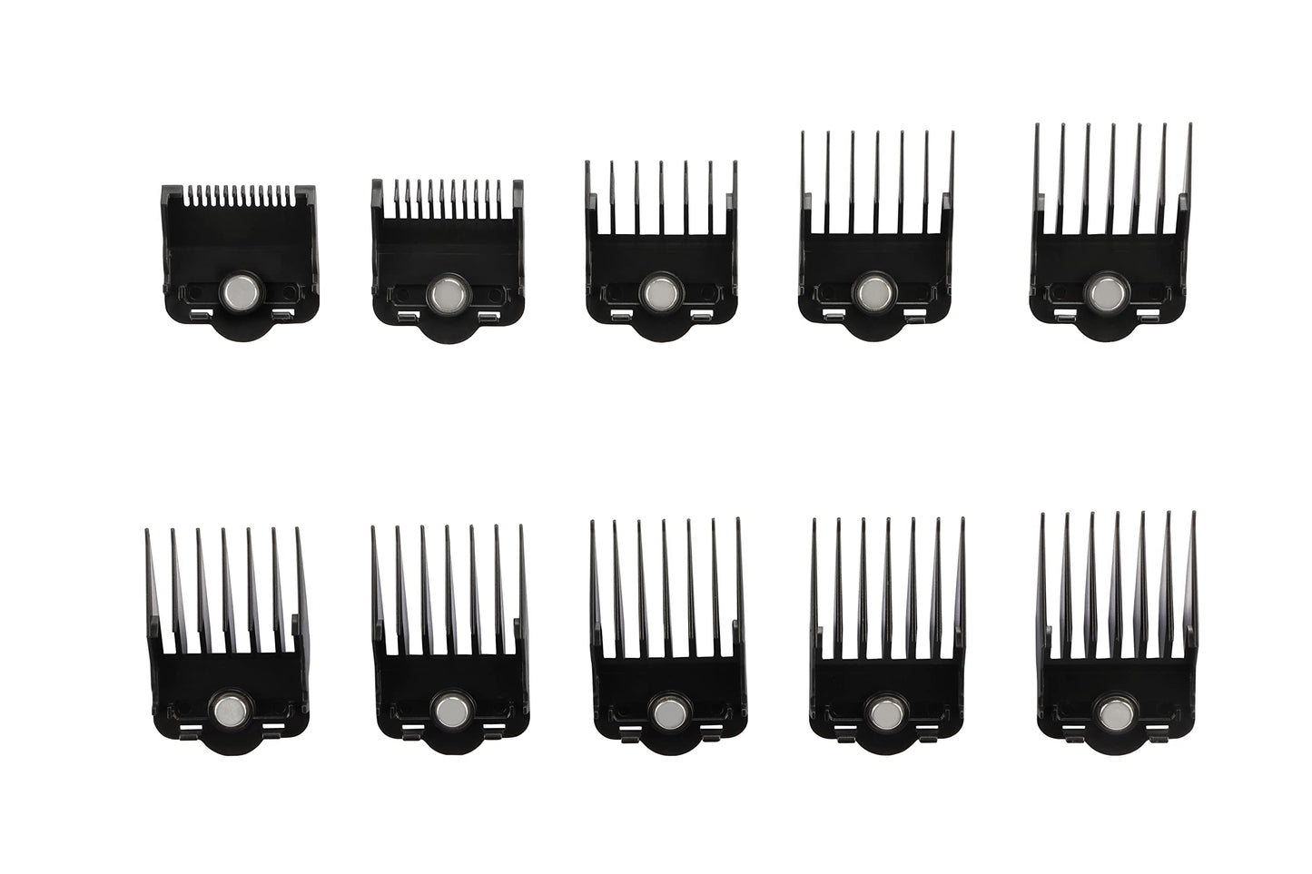 Supreme Trimmer Magnetic Guide Combs for Clippers | CMG100 Hair Clipper Guards, 10 Cutting Lengths | Black