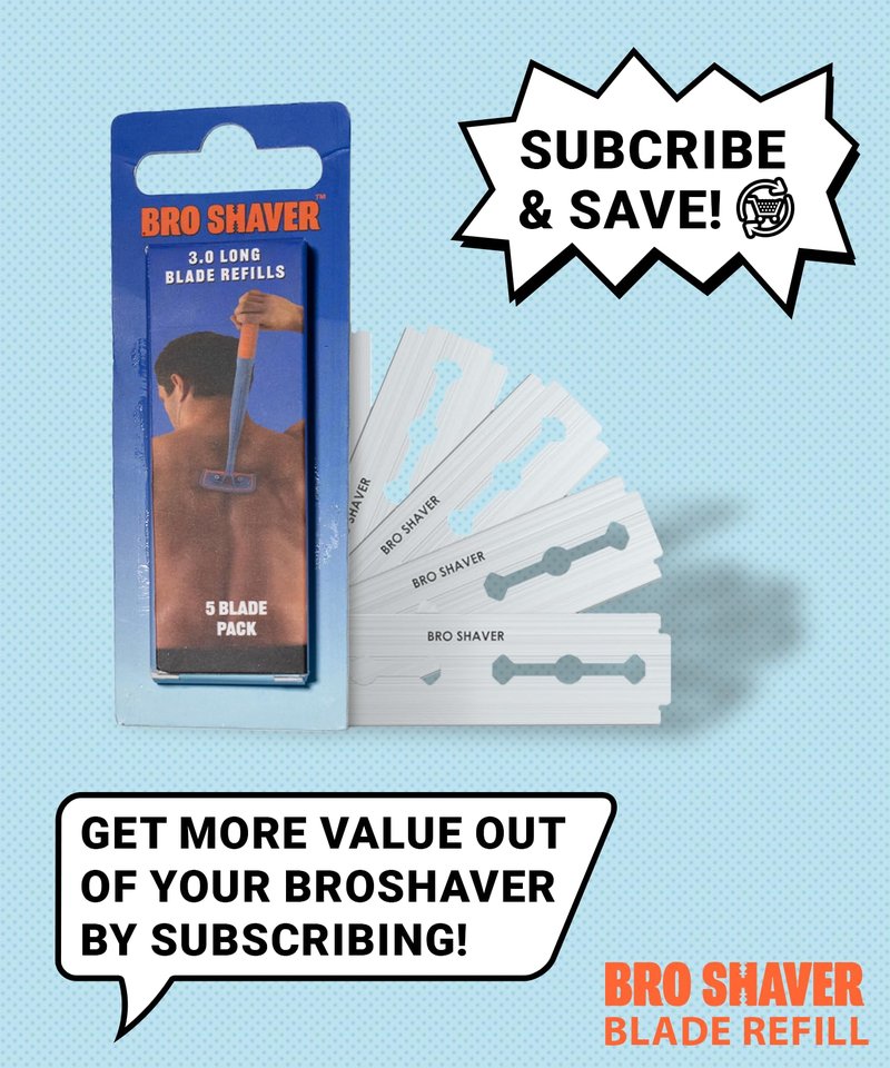 BroShaver Double-Edge Back Hair Shaver Razor Blades, Extra Long Blade Refill Compatible with BroShaver 3.0 & BroShaver 2.2 Back Hair Shavers
