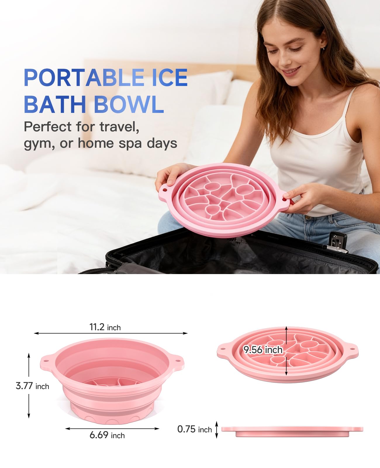 Dtuoen Foldable Silicone Face Ice Bath Bowl, Built-in Ice Tray for Cold Therapy Facial Basin, Skin Tightening & Puffiness Reduction, Ideal for Home, Spa & Travel Use