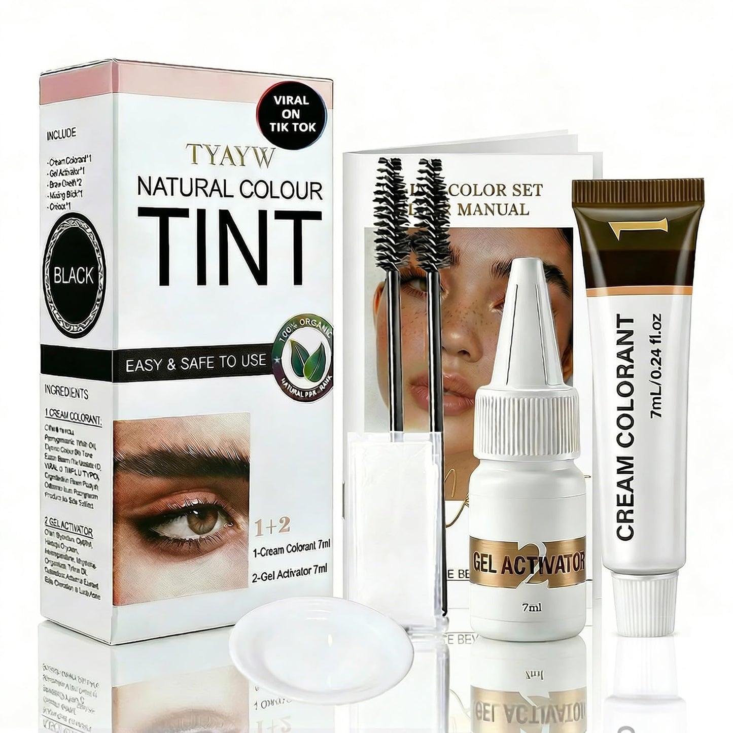 Brown Eyelash & Eyebrow Coloring Kit - Professional Gentle Formula for Sensitive Skin | DIY Salon Results, 7ML