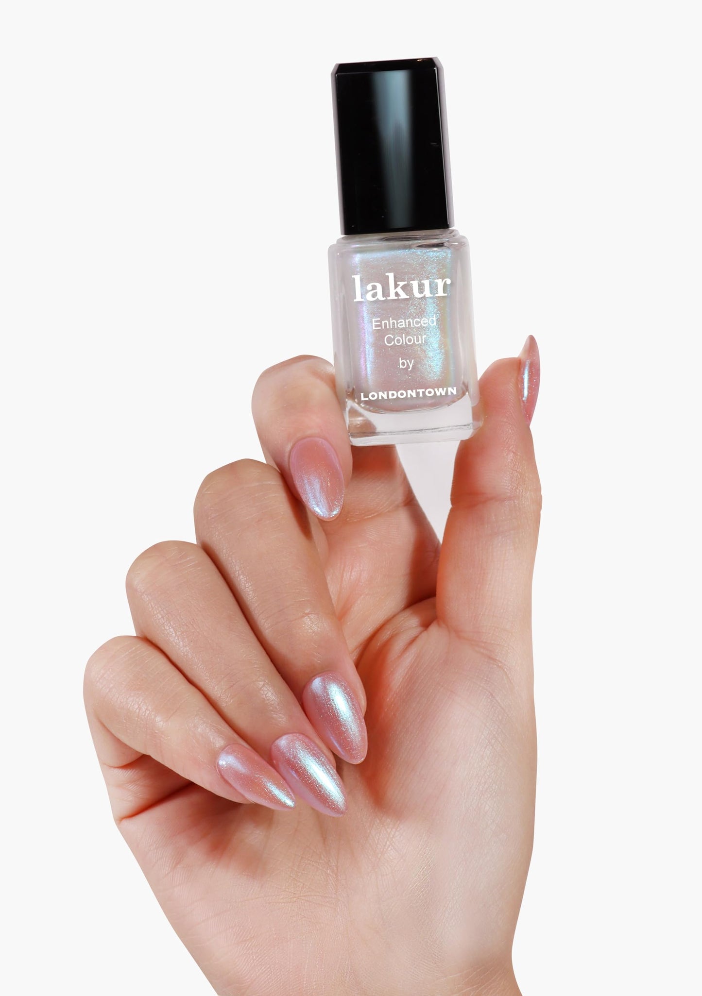 LONDONTOWN Lakur Nail Polish/Topper - Chrome Glaze - Enhanced Color Long Lasting Top Nail Coat Gel-free Shine Nail Look, Aurora Chrome Topper 0.4 oz