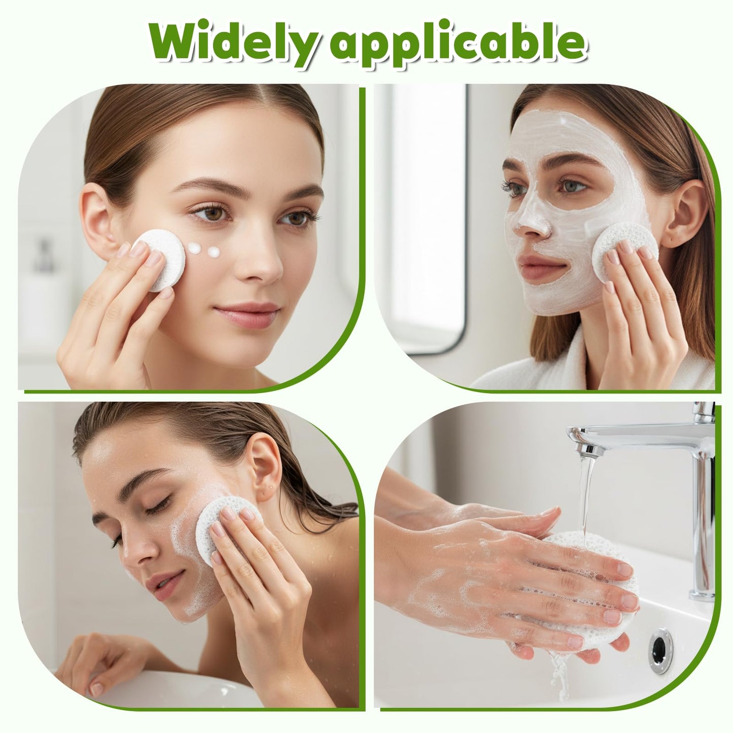 Oqqlin 120 Pcs Compressed Facial Sponges with Container, Disposable Round Face Sponge Pads Portable Makeup Removal Wash Sponges for Women Cleansing Makeup Spa (White)