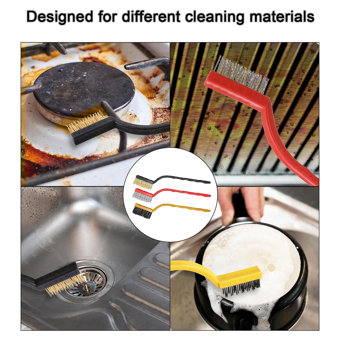 Crevice Cleaning Brush Set, Hard Bristle Cleaning Supplies for Kitchen, Bathroom, Corner, Grout, Sink 6pcs