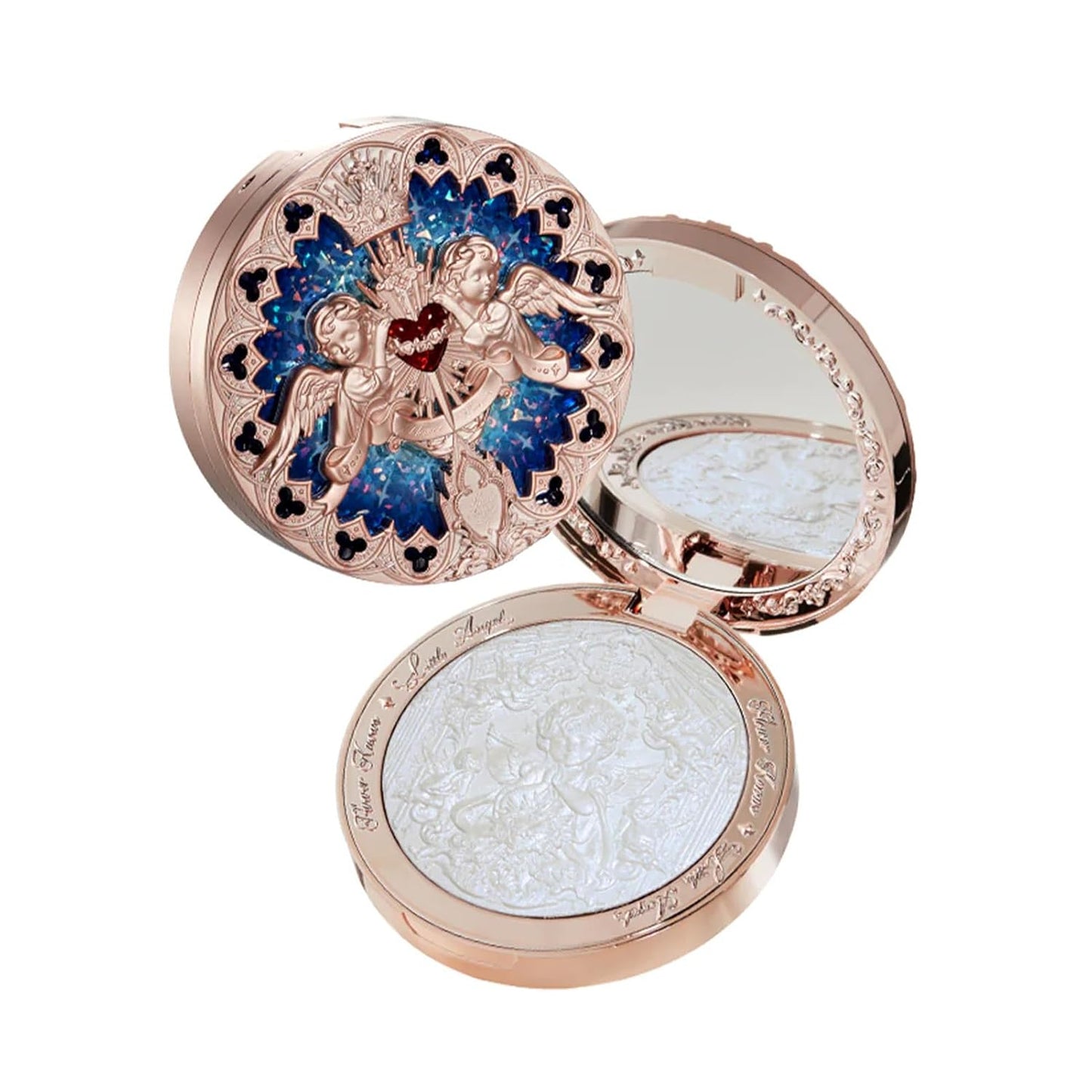 Little Angel Embossed Highlighter - Rose Champagne Powder | Warm Rose Gold, Pearly Shimmer, Long-Lasting Glow