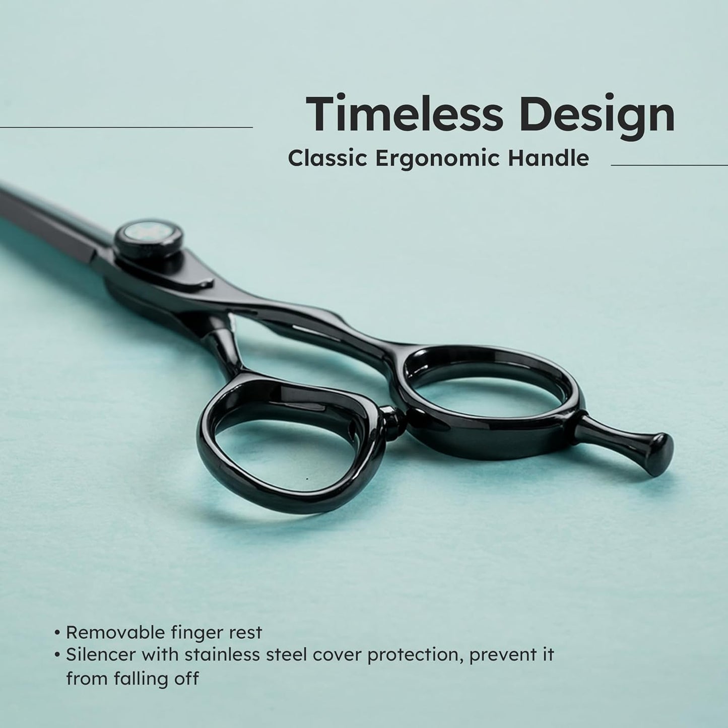 Professional Hair Scissors - 6" Titanium-Black VG-10 Barber Shears with Ergonomic Handle & Anti-Glare Finish | K9 Shears
