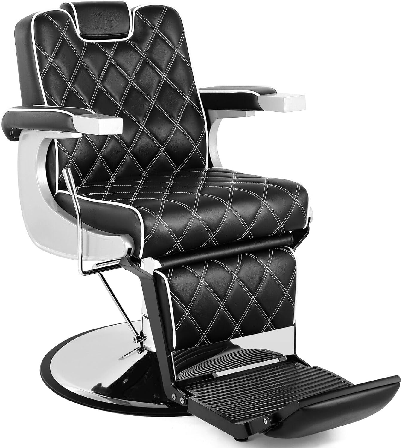 All Purpose Barber Chair - Wide Backrest Reclining Salon Chair for Hair Stylists | Gold Finish