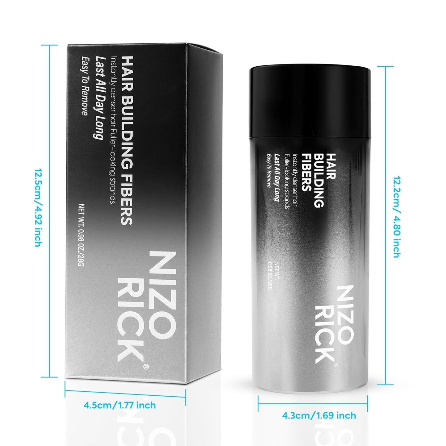 Hair Thickening Fibers - Waterproof Color Powder for Thinning Hair | 28g Black Fill-In for Men & Women