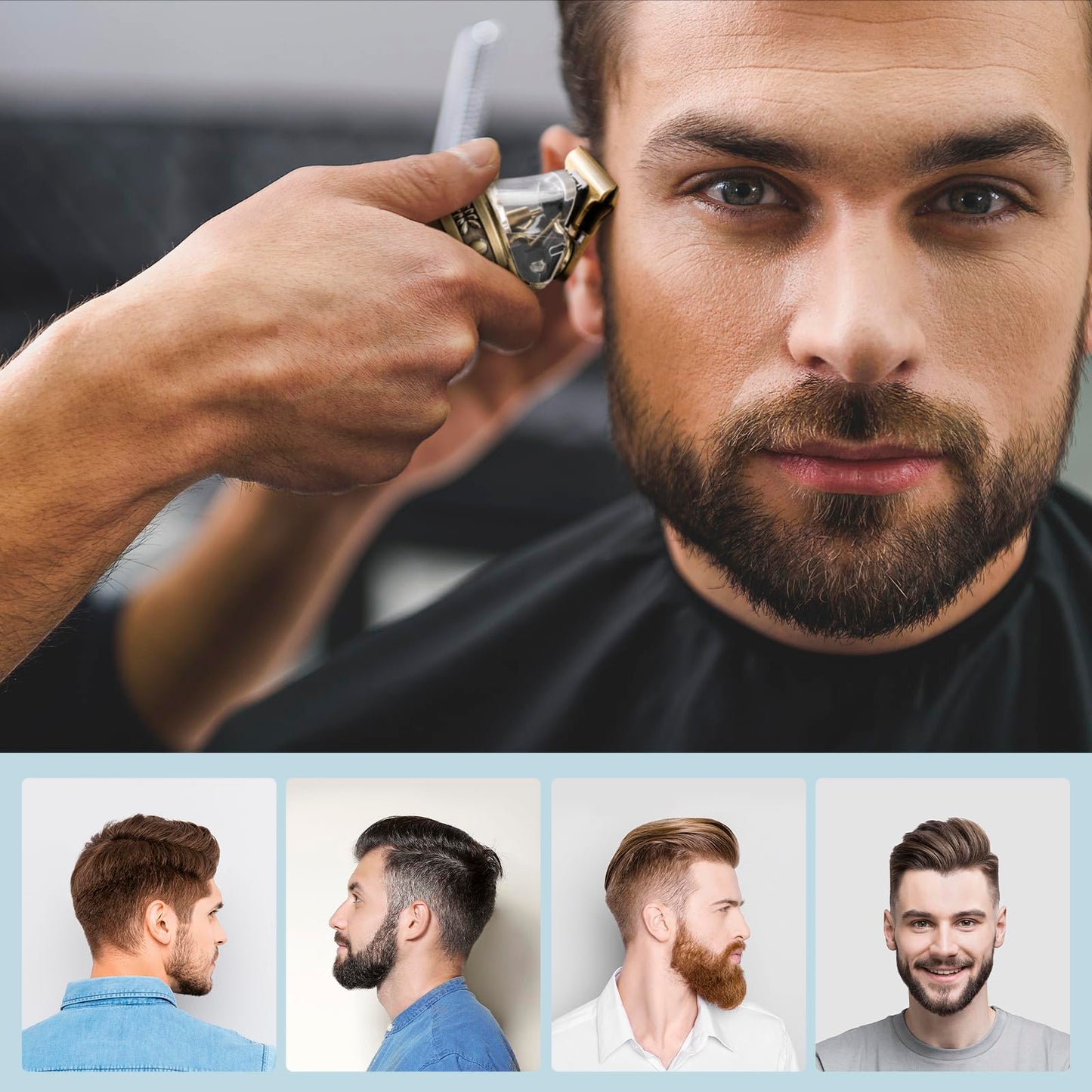Ciada Hair Clippers for Men Professional Hair Trimmer Barbers Beard Trimmer Shaver Razor T Blade Liner Trimmer Hair Grooming Cutting Kit at Home Cordless Rechargeable Zero Gapped Edgers Gifts for Men