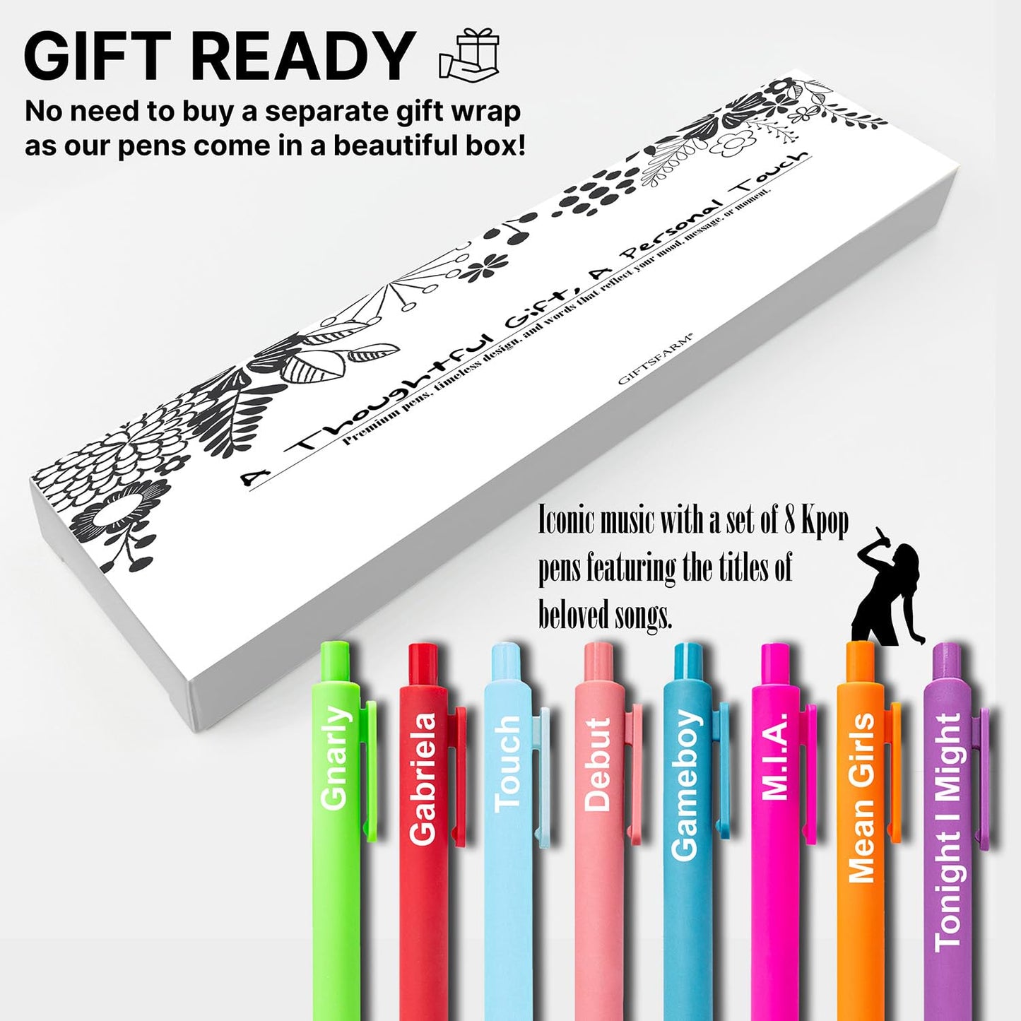 Kpop Gifts Merch Inspired by KATSEYE, K pop Gel Pens, Cute Office Supplies for Music Fans, Aesthetic Music Birthday Party Favors for Girls