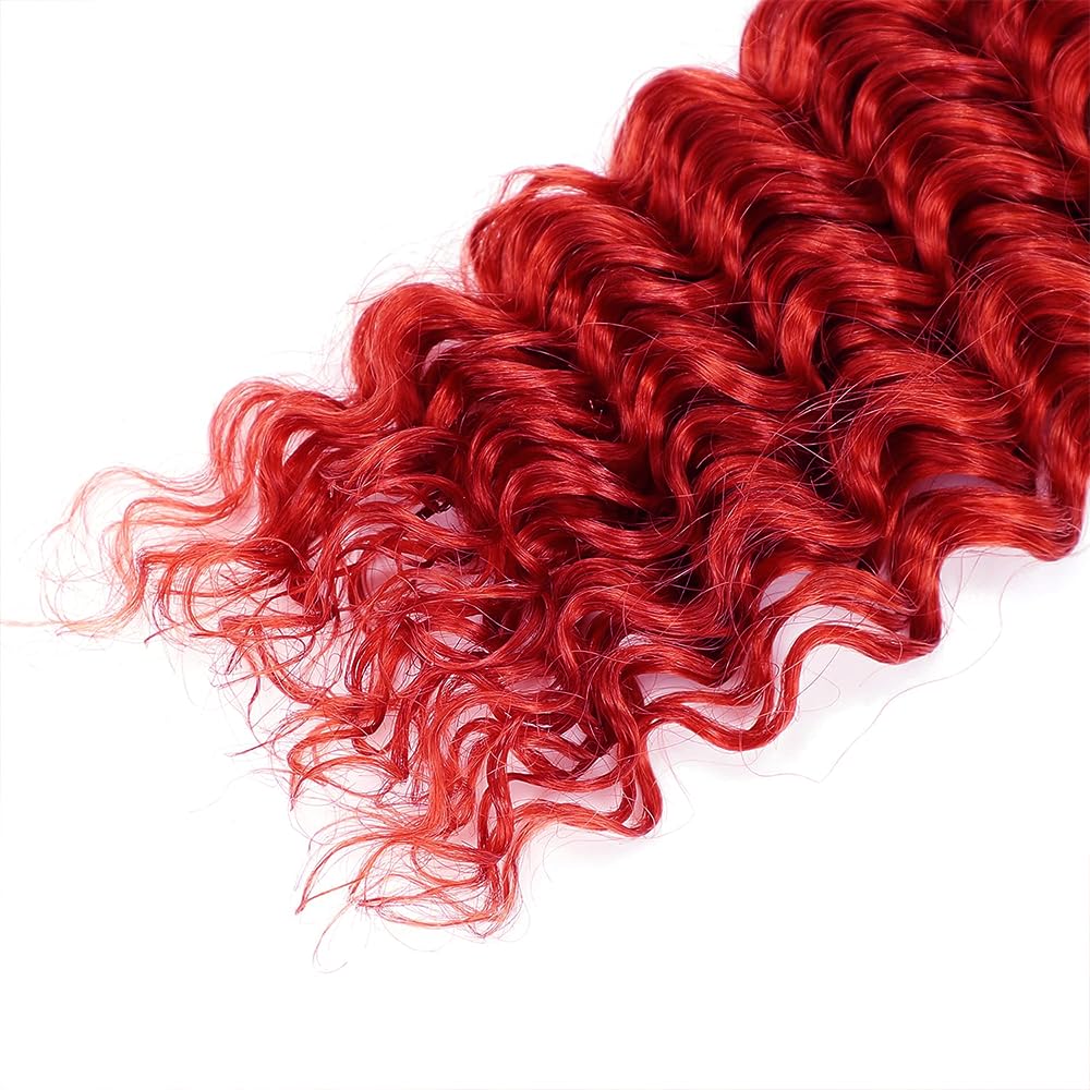 Red Boho Human Hair Braiding Red Boho Hair For Braiding Deep Wave Bulk Braids LadrXadr Epression Prestretched Deep Curly Braids Brazilian No Weft 3 Bundles 150g 18 18 18 inch