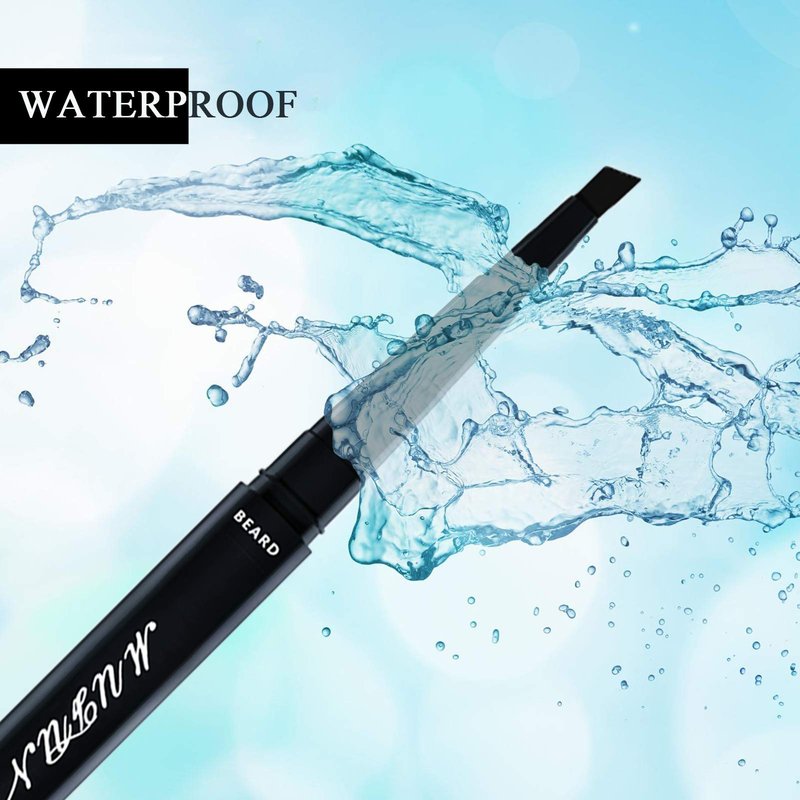 Beard Pencil Filler for Men - Water Resistant, Sweat Proof, Long Lasting & Natural Finish Barber Pencil, Mustache Repair Shape, Two Replacement Tips (Black)
