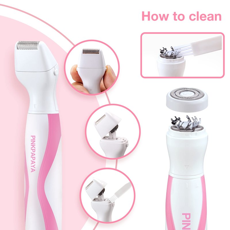 Pinkpapaya Electric Bikini Trimmer for Women,4 in 1 Electric Shaver for Women, Pubic Hair Trimmer and Facial Hair Remover Removal,Face Razors & Nose Hair Trimmer,Women's Grooming Kit,Black/iu7x
