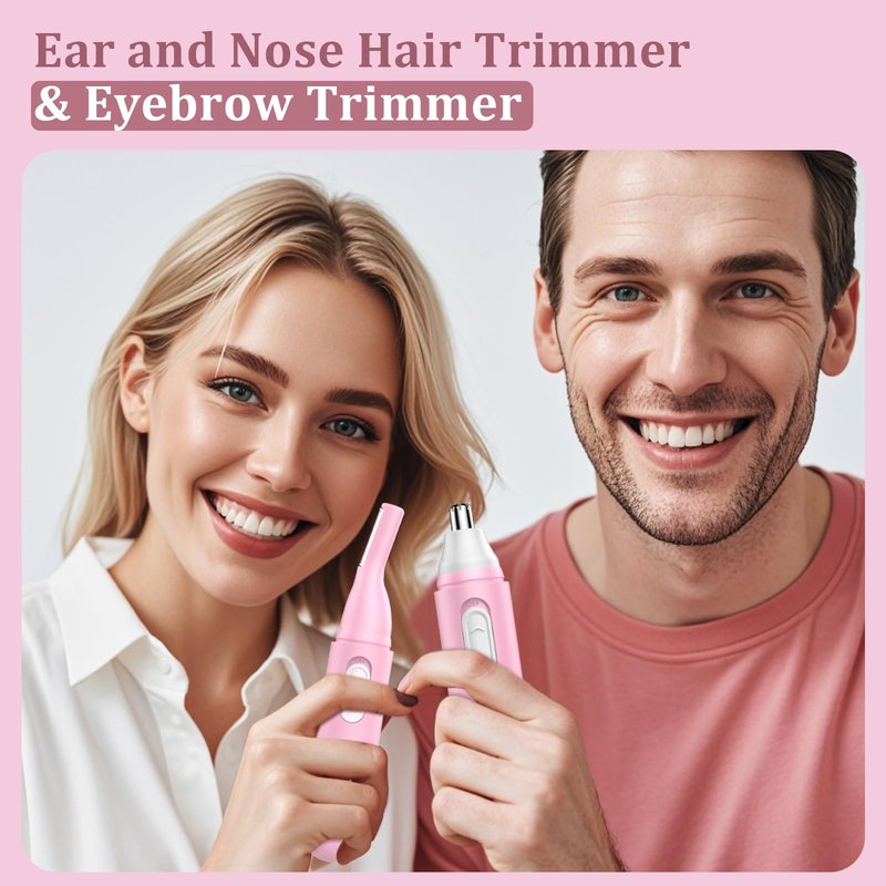 Nose Hair Trimmer for Women Rechargeable :2024 Upgrade 2 in 1 Nose Trimmer for Women, Painless Eyebrow & Facial Hair Trimmer- Dual-Edge Blades, IPX7 Waterproof, Portable for Easy Cleansing, Pink