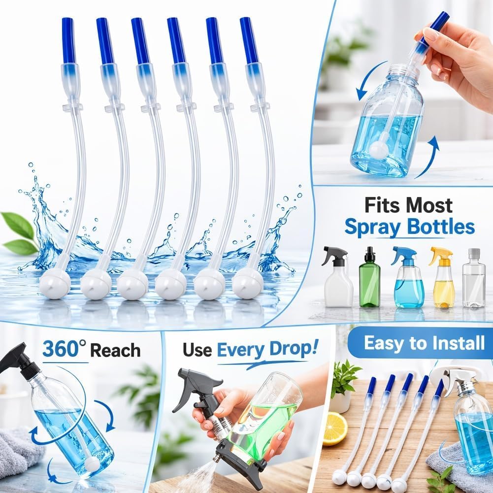 360° Spray Bottle Adapter - Universal Fit with Nozzle & Weighted Tube | Multi-Angle Sprayer Attachment (3-Pack)