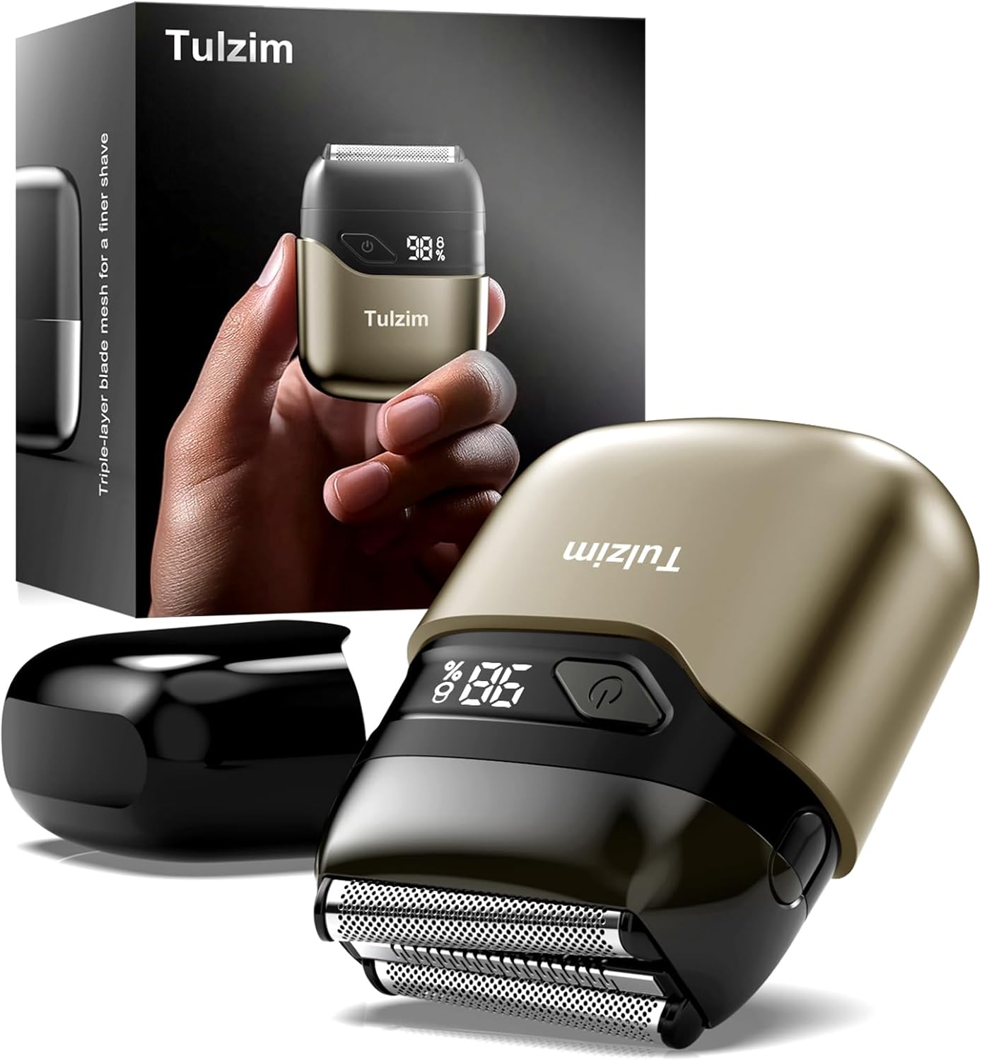 Electric Foil Shaver for Men - Cordless Razor with 3 Floating Blades, 100-Min Runtime | Waterproof, USB-C Fast Charge, Carbon Black