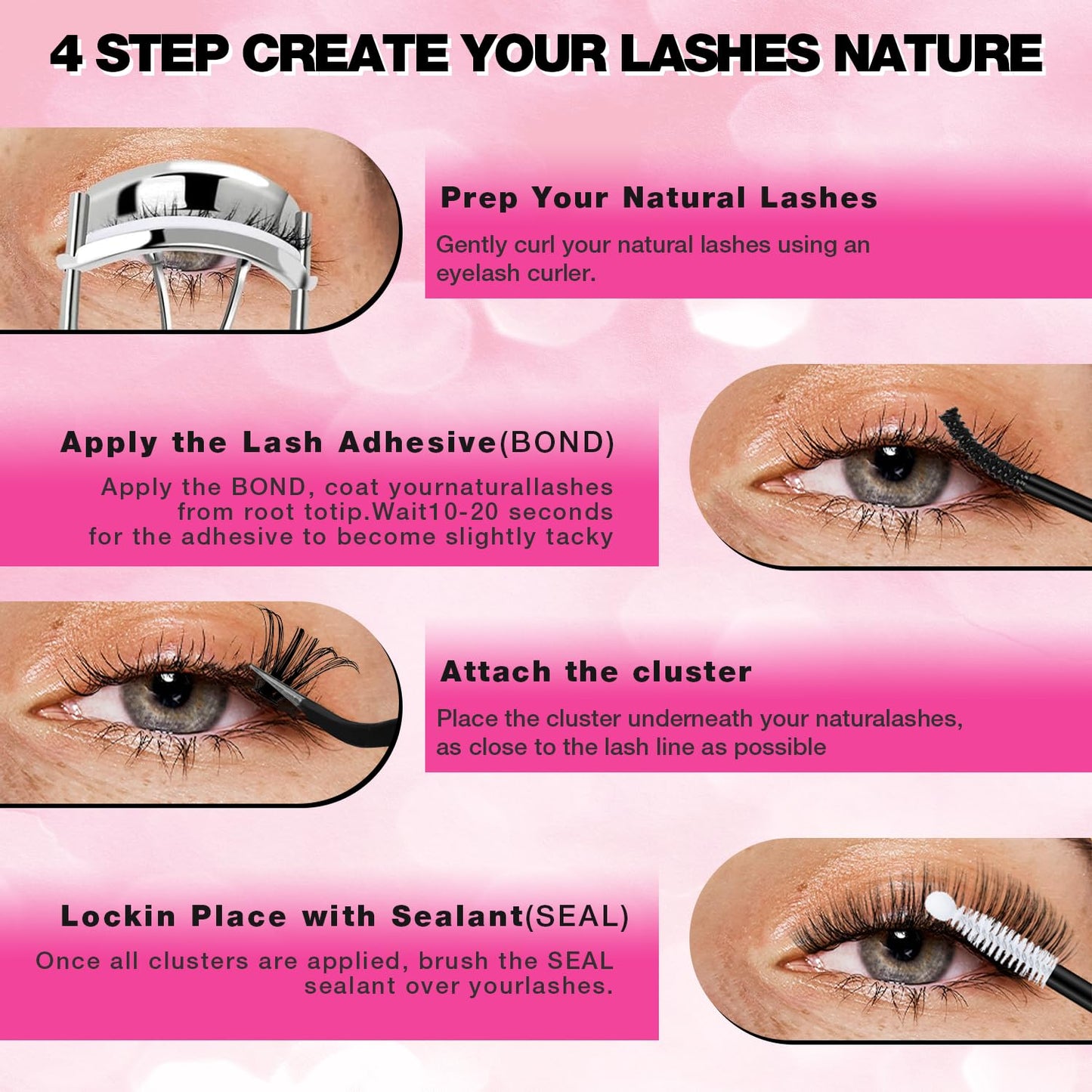 Professional Lash Cluster Glue Kit – 150H Strong Hold Lash Bond and Seal Waterproof Eyelash Glue,Long-Lasting Adhesive for DIY Cluster Lashes,Home Use,Beginners & Pros (White,3-Pack 2x5ml+5ml +0.24oz)