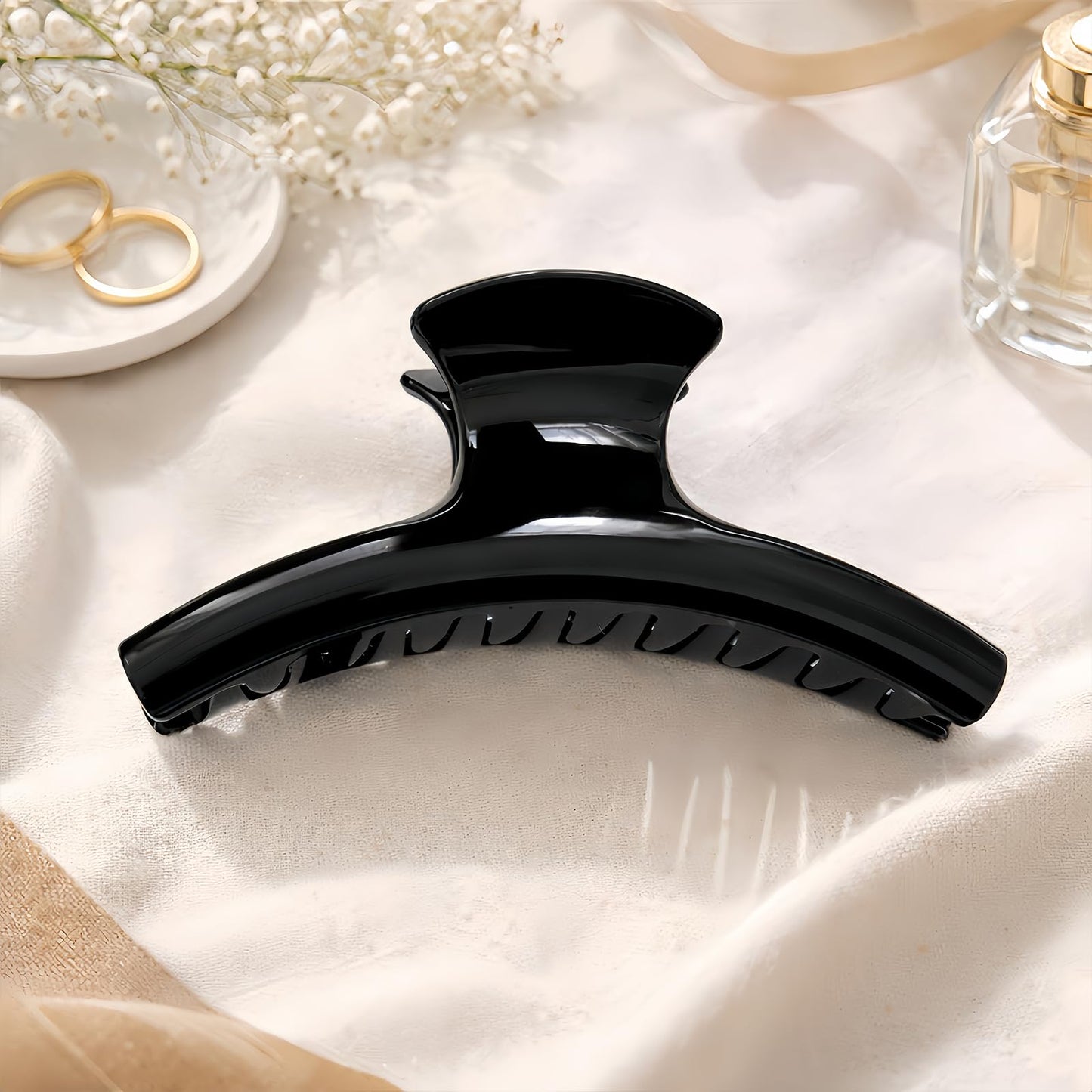 6 Inch Extra Large Claw Clip for Thick and Long Hair, Acrylic Jumbo Hair Clips with Curved Design, Strong Grip Non-Slip Oversized Hair Jaw Clip for Women Girls - Black