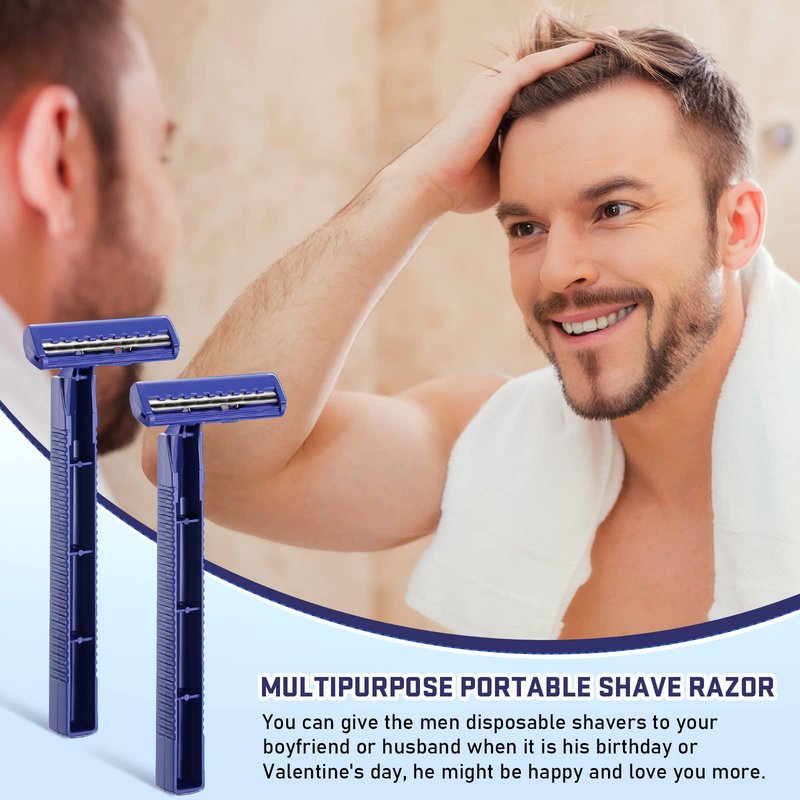 Chumia Twin Blade Razors for Men Stainless Steel Disposable Razors Men Bulk Plastic Shavers Multipurpose Portable Manual Disposable Shavers for Bathing Hotel Travel(400 Pieces)