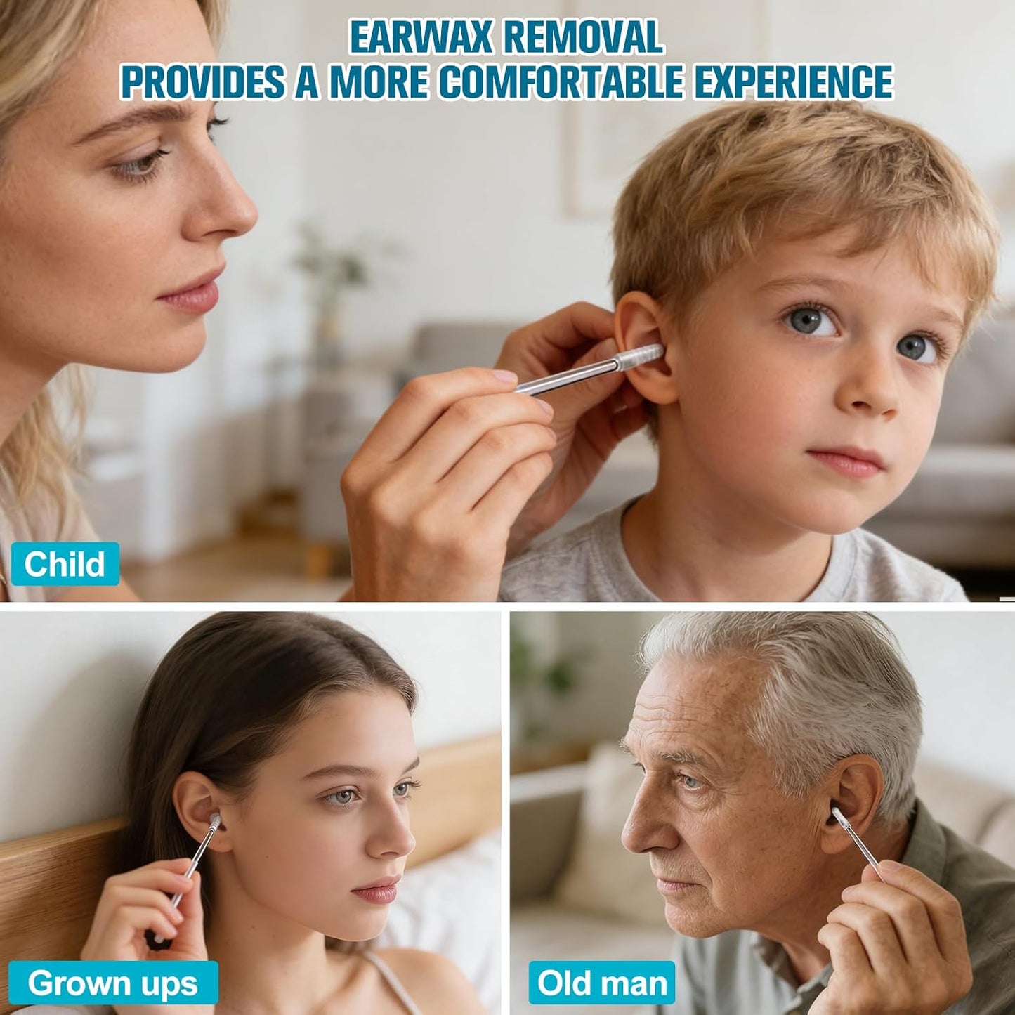 Earwax Removal Swabs - 48 Pack Reusable Adhesive Ear Cleaner Tool | Gentle Spiral Design with Dust Cover