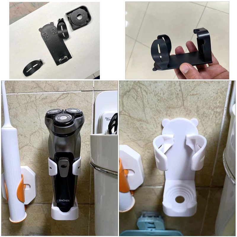 TorSor 3 Pack Electric Shaver Holder Adhesive Wall Mount Electric Razor Holder Hanger Electric Toothbrush Holder for Rechargeable Wet Dry Shaver Beauty Shavers Hair Trimmer Bathroom Counter Organizer