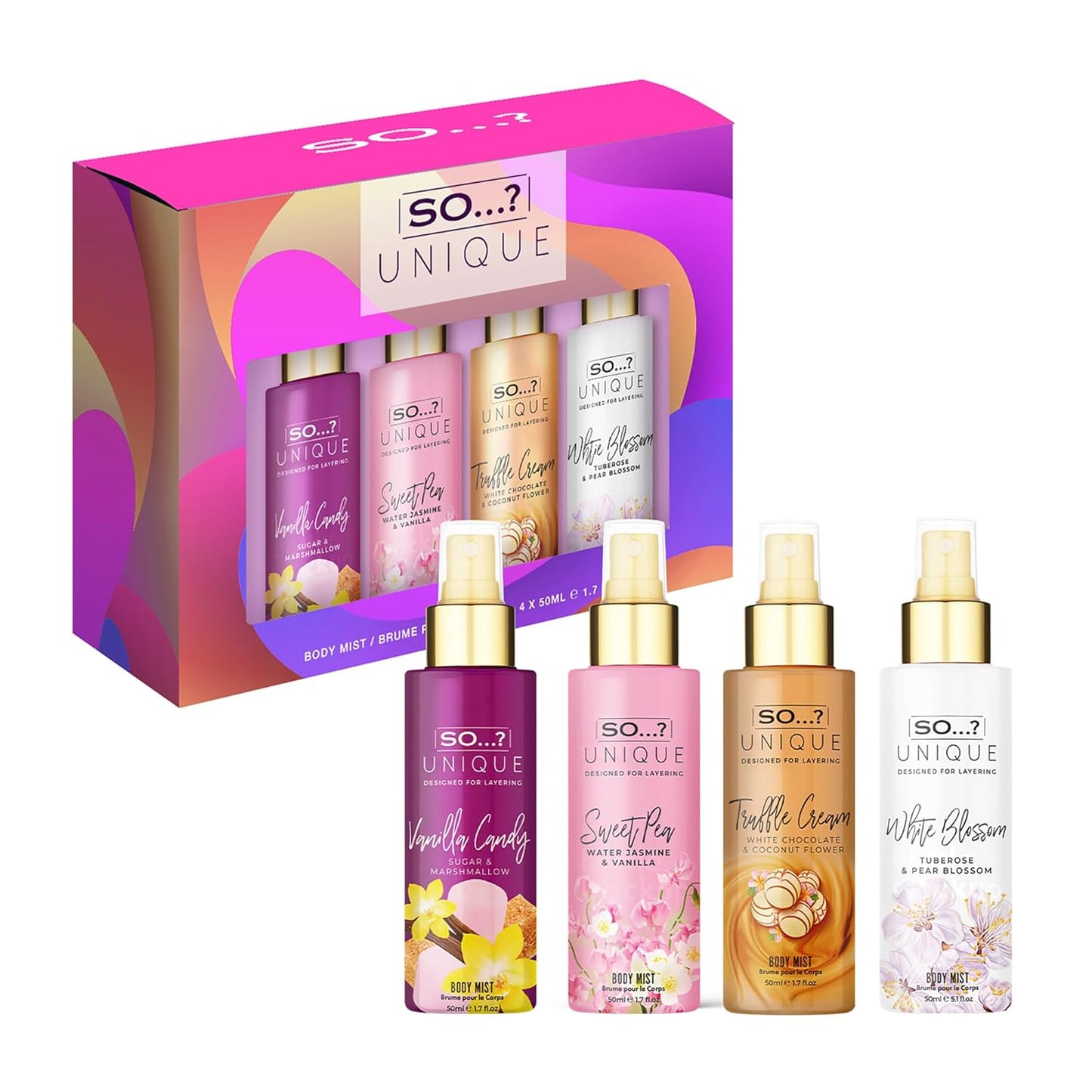 Unique Body Mist Set - Floral & Sweet Perfume Sprays for Women | 6 Travel Size Body Sprays, 6-Hour Wear