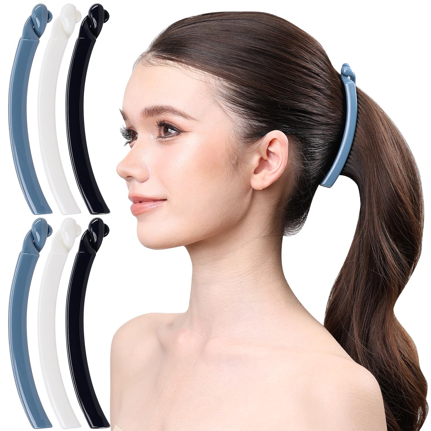 Banana Hair Clip Set - 6 Pcs No-Slip Claw Clips for Thin Hair | Secure Grip, Cherry Blossom Design