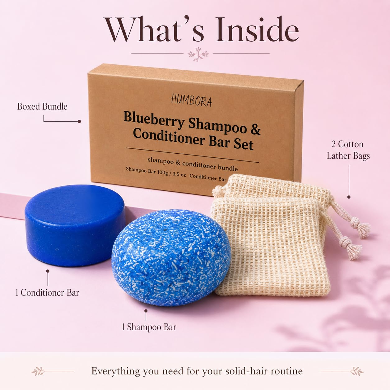 Blueberry Field Shampoo and Conditioner Bar Set, Solid Shampoo and Conditioner Bars for Women, Blueberry Scent Hair Care Bars, Moisturizing Bar Shampoo for Dry Frizzy Hair, Travel Friendly