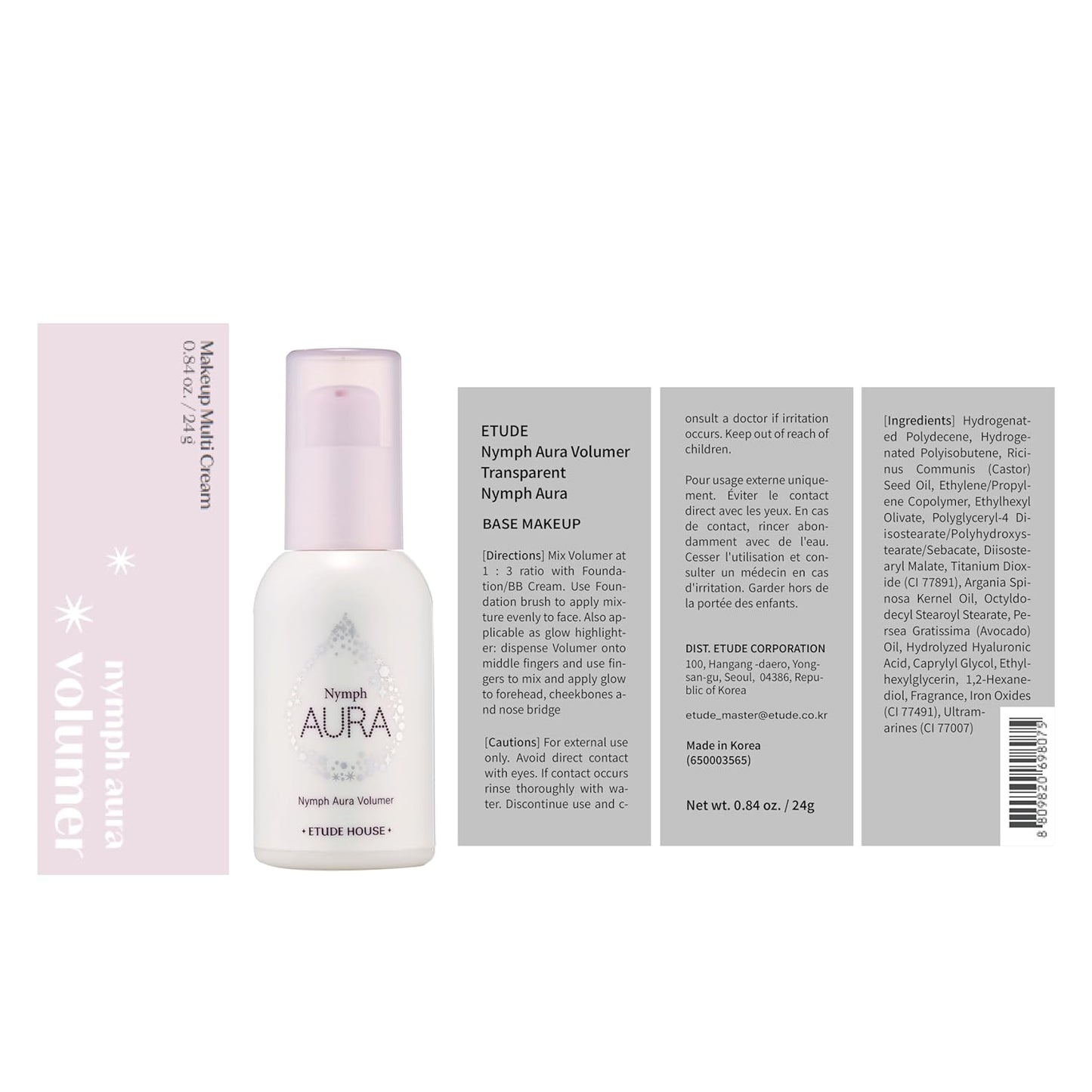 ETUDE Nymph Aura Volumer Face Primer - Hydrating Radiant Cream for Smooth, Flawless Skin | 0.81 Fl Oz