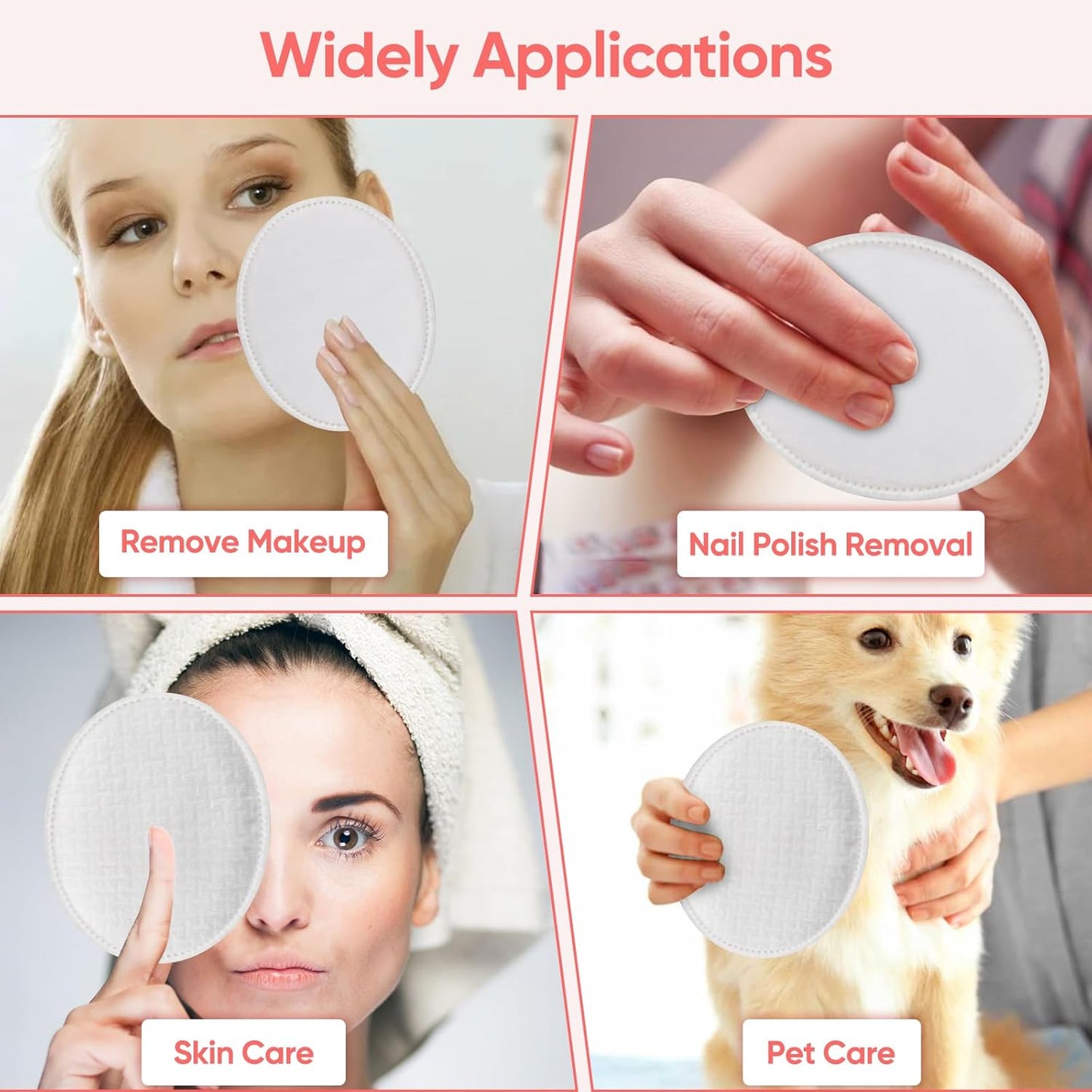 Large Oval Cotton Pads - 70 Count, Lint-Free, Ultra-Soft, Dual Textured for Makeup Removal & Skin Care