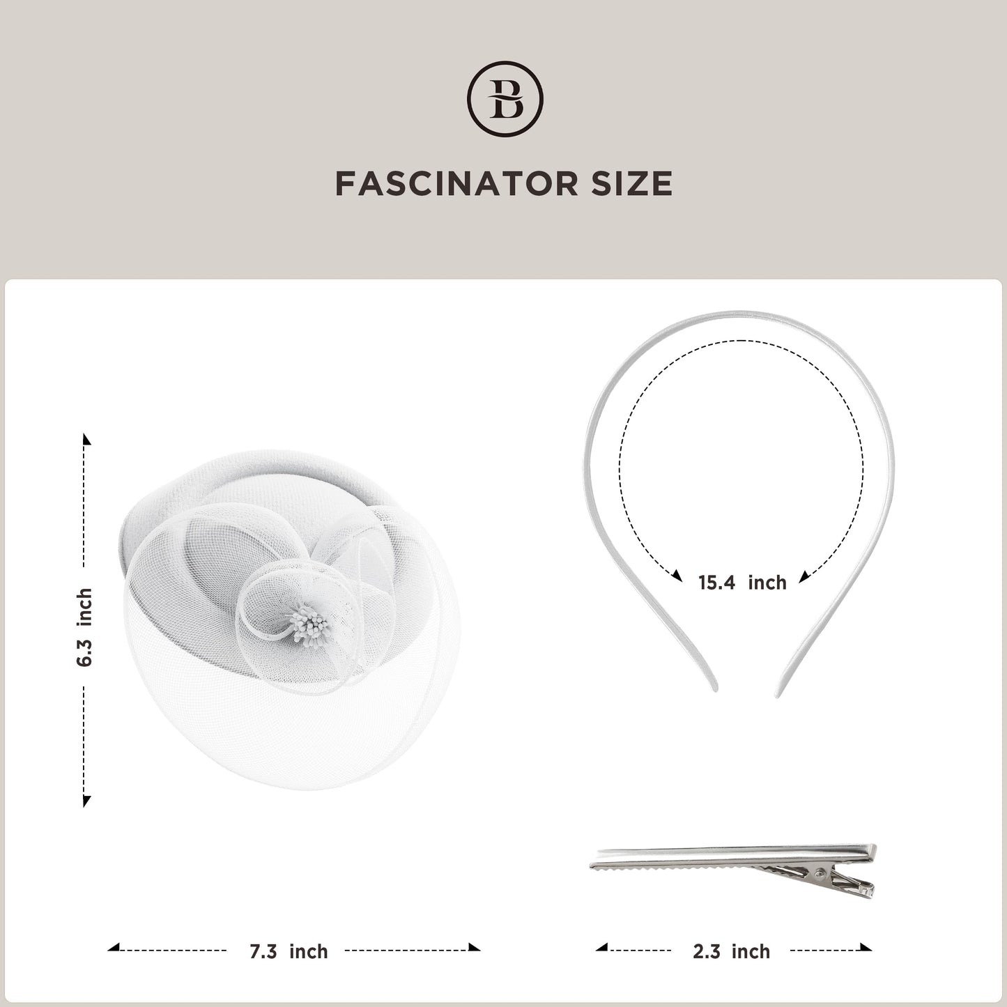 BABEYOND Fascinators Hats for Women - Tea Party Hat Kentucky Fascinator Derby Flower Mesh Pillbox Hat for Bridal Wedding White