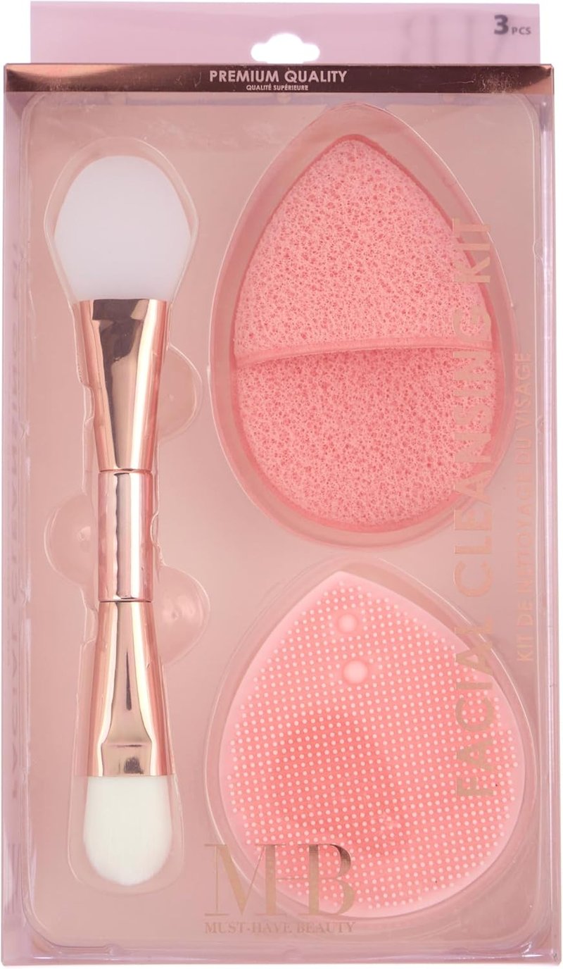 Facial Cleansing Kit - Silicone Scrubber, Exfoliating Sponge & Dual-Ended Mask Applicator | Spa-Quality Skincare Tools for Women