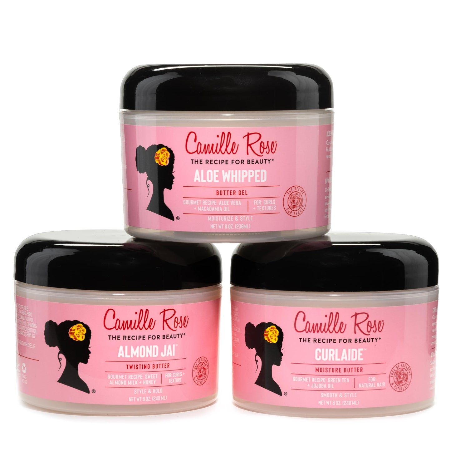Camille Rose Curlaide Moisture Butter 2-Pack – Curly Hair Cream with Green Tea & Jojoba, Detangler, 8 Fl Oz