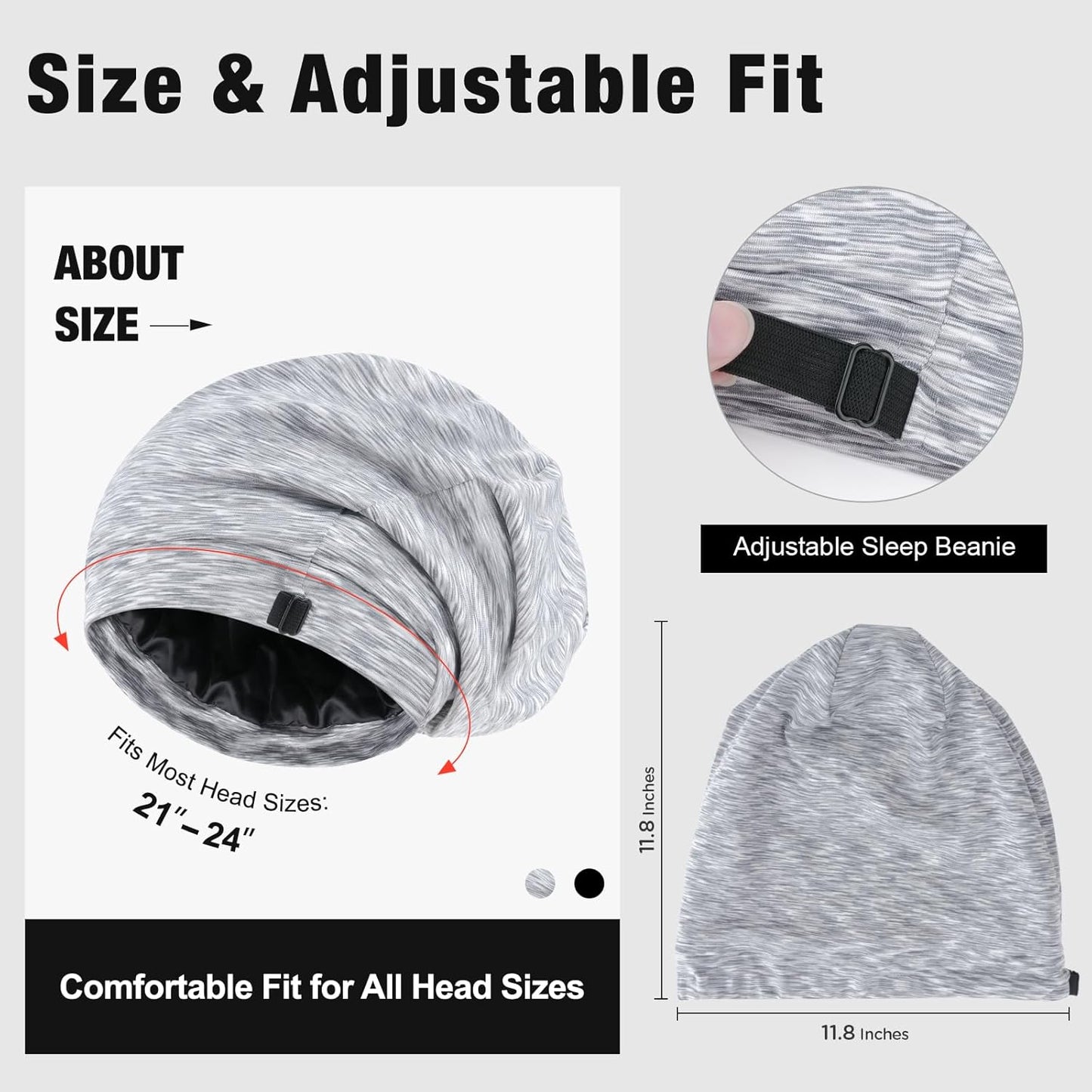 Silk Satin Hair Bonnet for Men - Adjustable Sleep Cap Beanie for Curly Hair | Soft & Breathable Night Hat