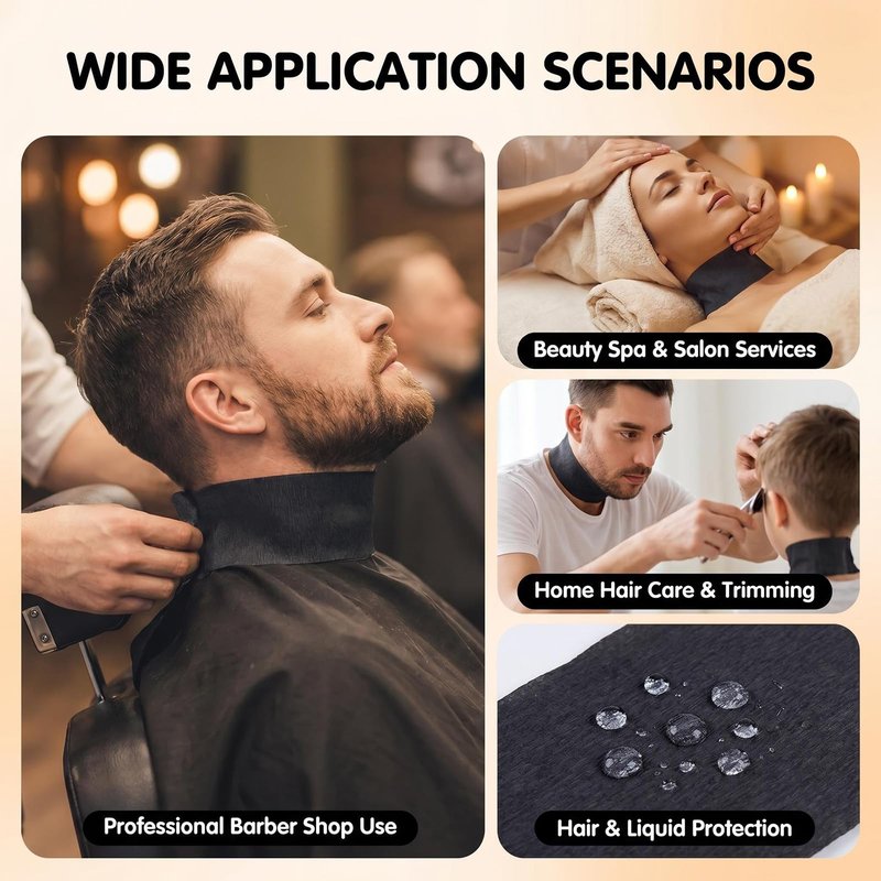 2 Rolls 200 Strips Black Disposable Barber Neck Strips, Stretchable Neck Tape for Salon Hair Cutting, Professional Barber Supplies Accessories
