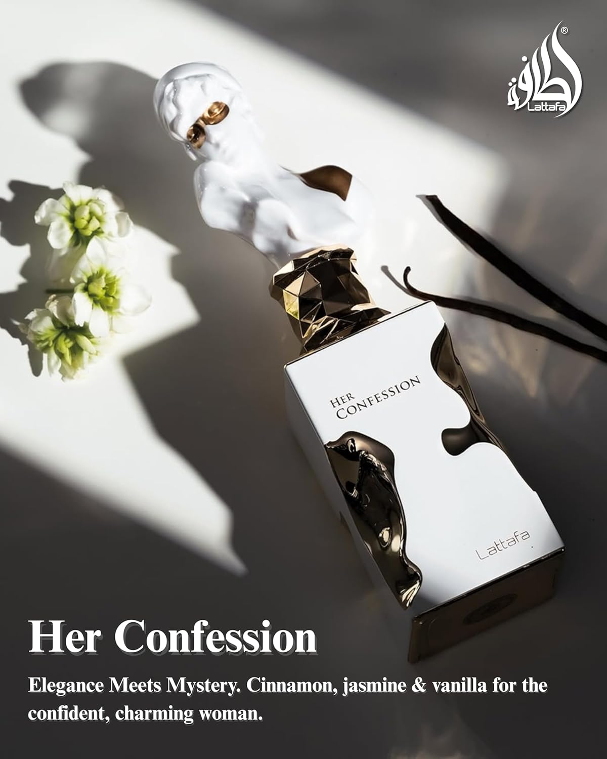 Lattafa Her Confession Eau de Parfum - Long-Lasting Vanilla Floral Musk Fragrance for Women | 3.40 oz / 100 ml
