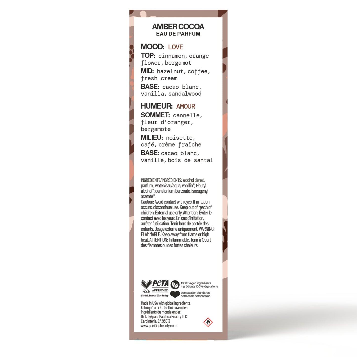 Pacifica Amber Cocoa Eau de Parfum – Warm Spiced Gourmand Perfume for Women with Cinnamon, Coffee, Vanilla & Sandalwood, Long Lasting, Vegan, Cruelty-Free, Paraben-Free, 1 fl oz