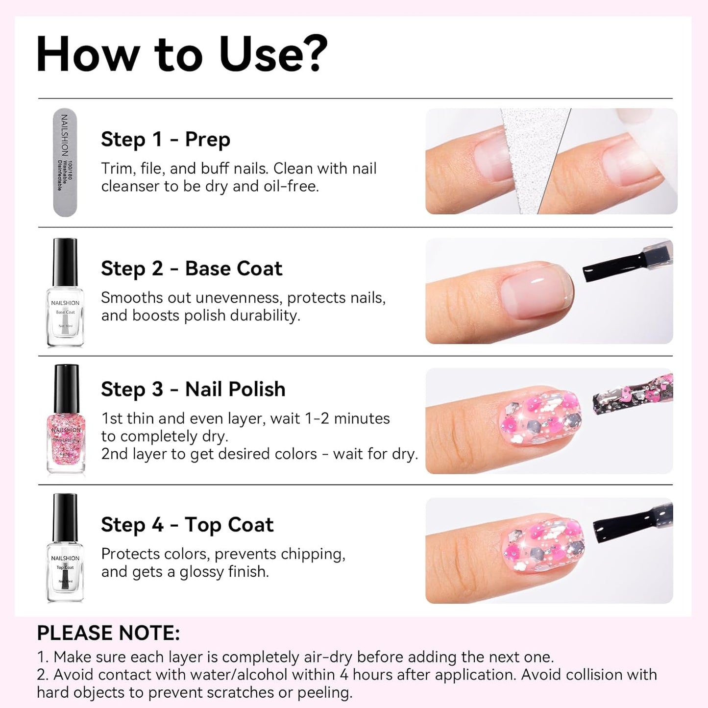 Hot Pink Hearts Confetti Nail Polish - Quick Dry Vegan Formula | Ombre Sparkle for DIY Manicure
