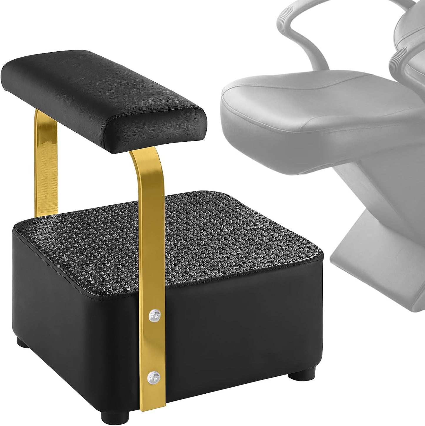 Independent Footrest for Shampoo Bowl - Spa Beauty Ottoman Chair | Black Color
