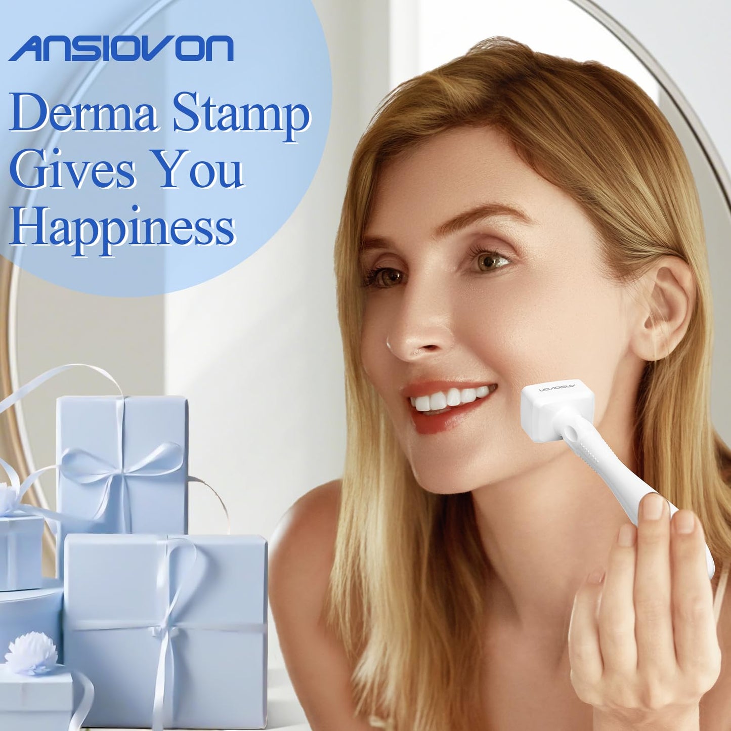 Microneedling Stamp - ANSIOVON Derma Stamp for Hair, Face & Scalp | At-Home Dermastamp for Men & Women