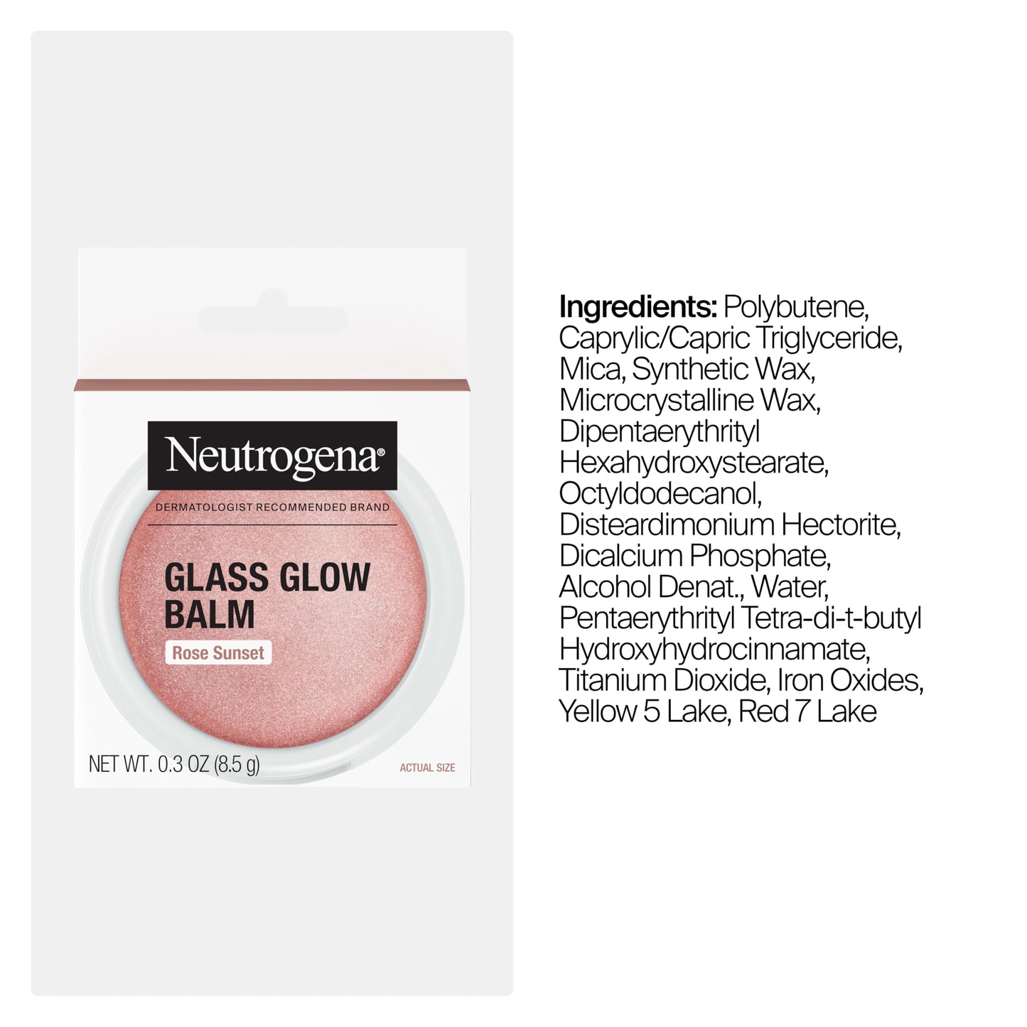 Neutrogena Glass Glow Balm Highlighter Rose Sunset, Balm Makeup for Dewy Radiant Skin, 0.3 oz