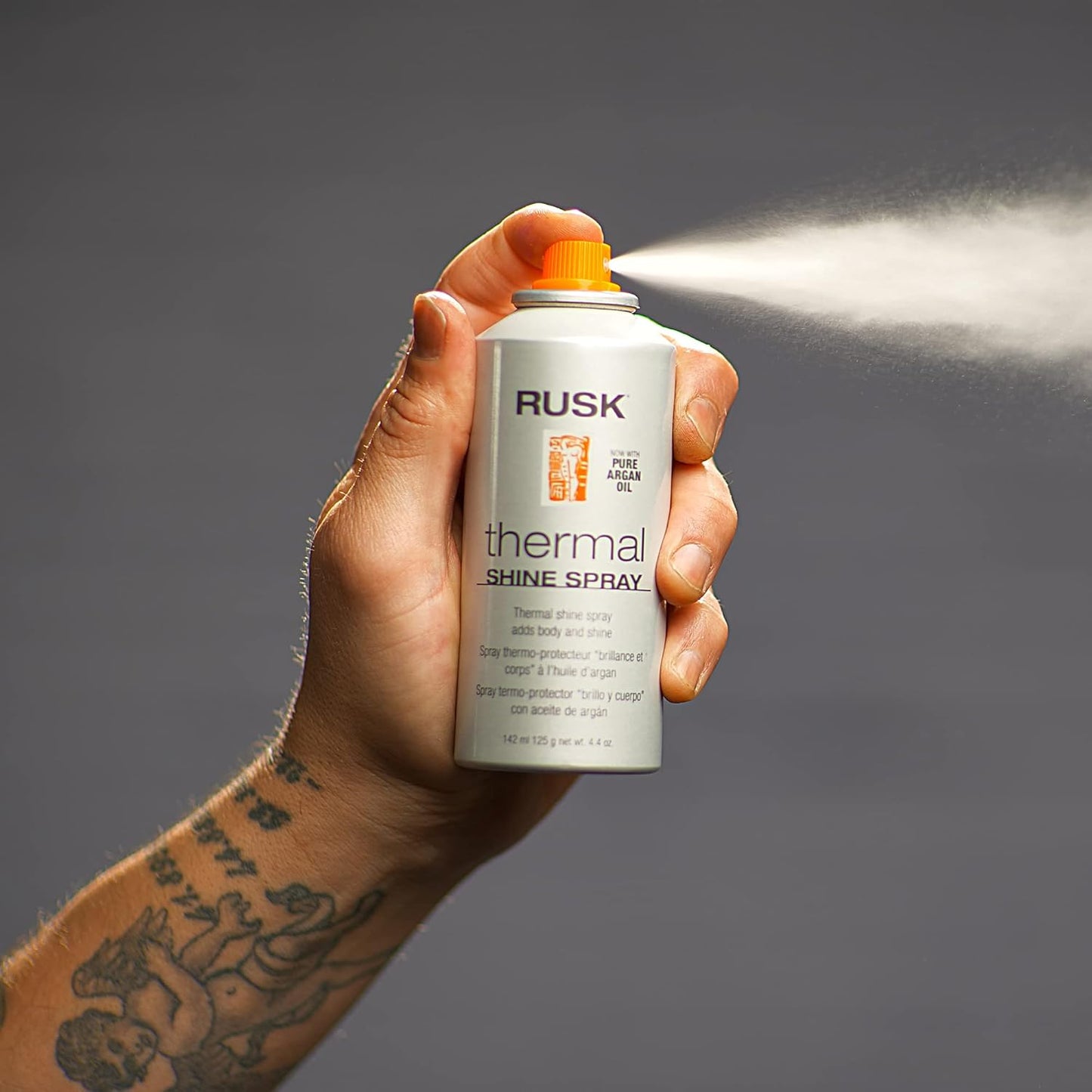 RUSK Thermal Shine Spray - Pure Argan Oil for Frizz Control & Shine | 4.4 oz Sleek Finish