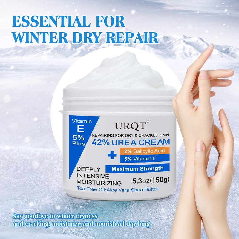 Urea Cream for Dry & Cracked Skin - 42% Moisturizer with Salicylic Acid, Vitamin E & Aloe Vera | Foot & Hand Repair Cream