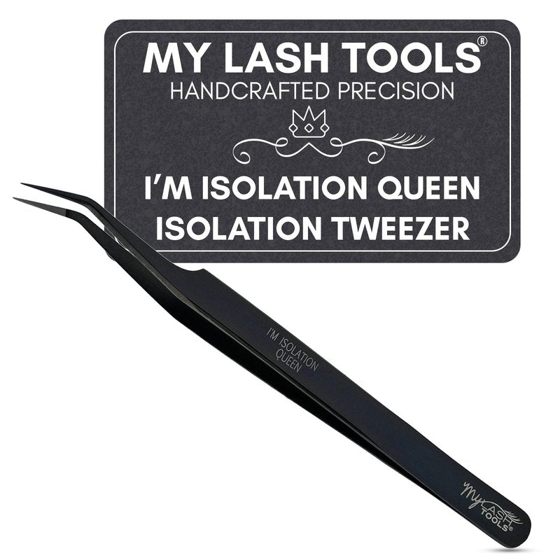 My Lash Tools Isolation Tweezer Black Fiber Tip Lash Tweezer 12cm – Precision Stainless Steel Eyelash Extension Tool, Anti-Slip, Fine Tip for Lash Separation & Placement, Lash Artist Supplies