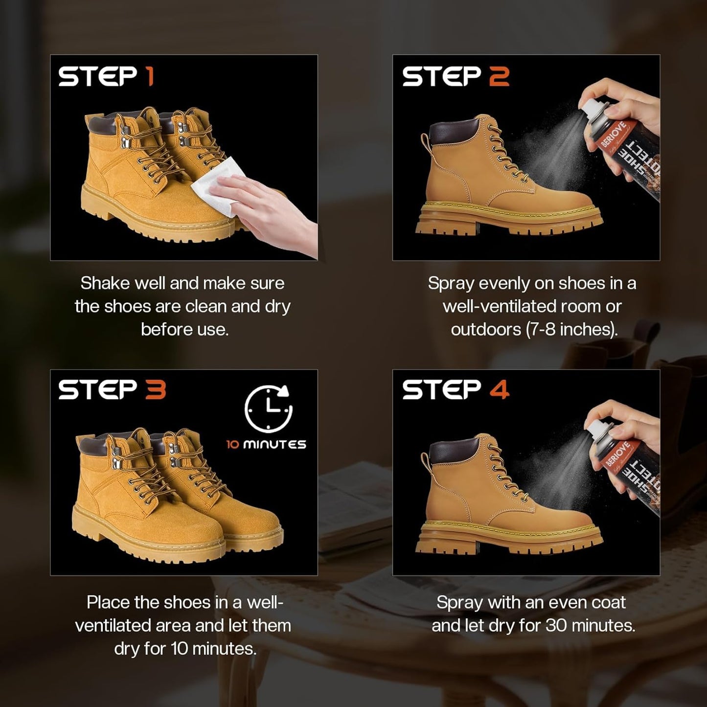 Shoe Protector Spray - Waterproof Rain & Stain Repellent for Leather & Suede | 6.76 oz