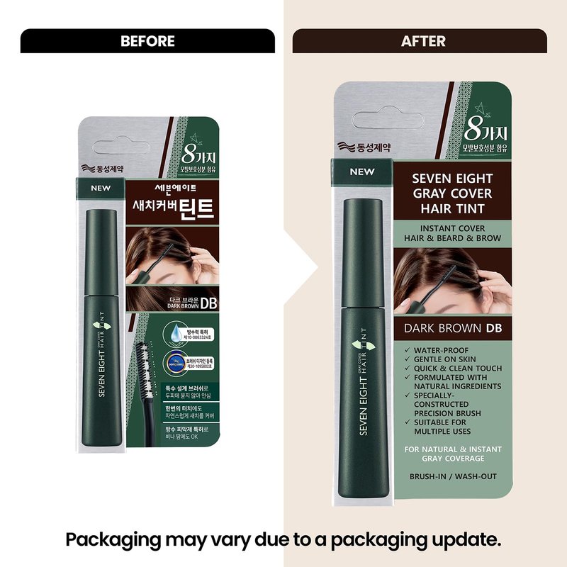 Gray Hair Root Touch Up Mascara - Dark Brown | Water-Resistant Brush-On Hair Tint with Black Bean Complex & Proteins