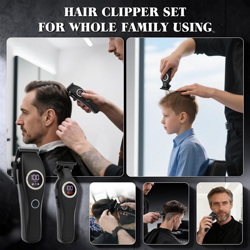 Lanumi Hair Clipper for Men Professional Clipper and Trimmer Set Rechargeable Barber Clippers Cordless Haircut Grooming Kit with LED Display Gift for Men