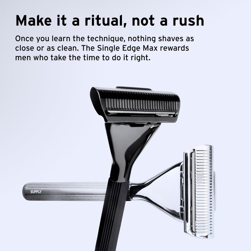 SUPPLY Single Edge Max Blade Refills for Men – Includes 8 Black Label Steel Replacement Blades – Crafted in Japan