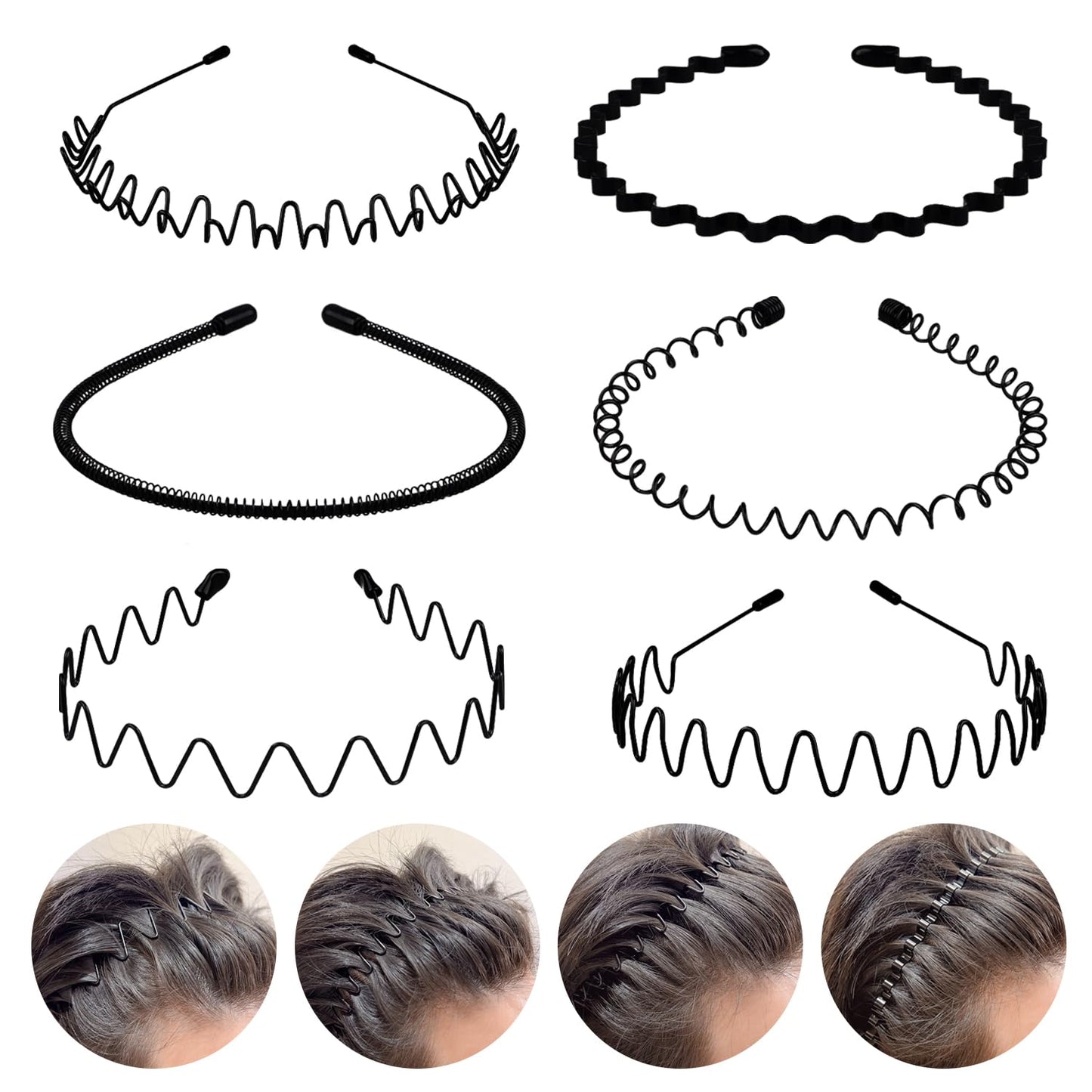 Zig Zag Headbands for Women - 3PC Fashion Comb Hairbands with Teeth | Wavy Slicked Back Styles